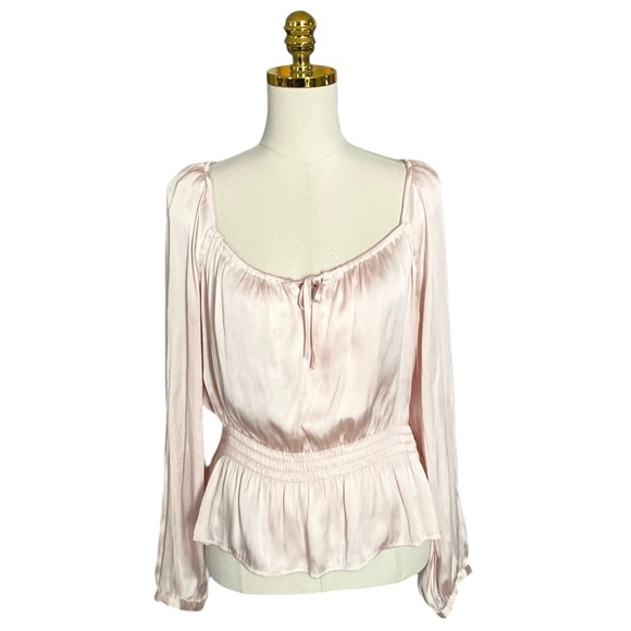 PAIGE | Odalynn Square-Neck Long-Sleeve Peplum Peasant Top Size L - Picture 6 of 13